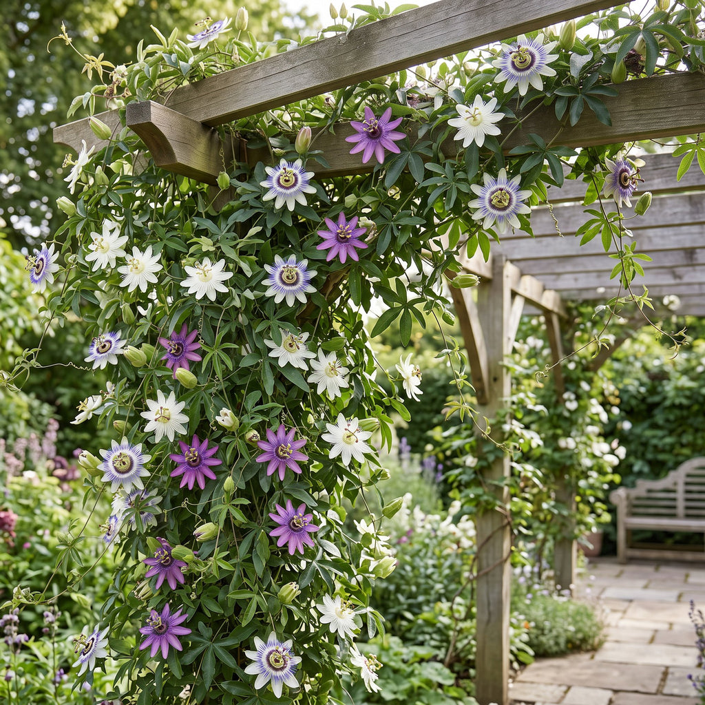Passiflora 'Tricolour' (passiflore tricolore) – blanc-violet-rose – 9 plantes, Ø9 cm, 35 cm de haut – photo 4