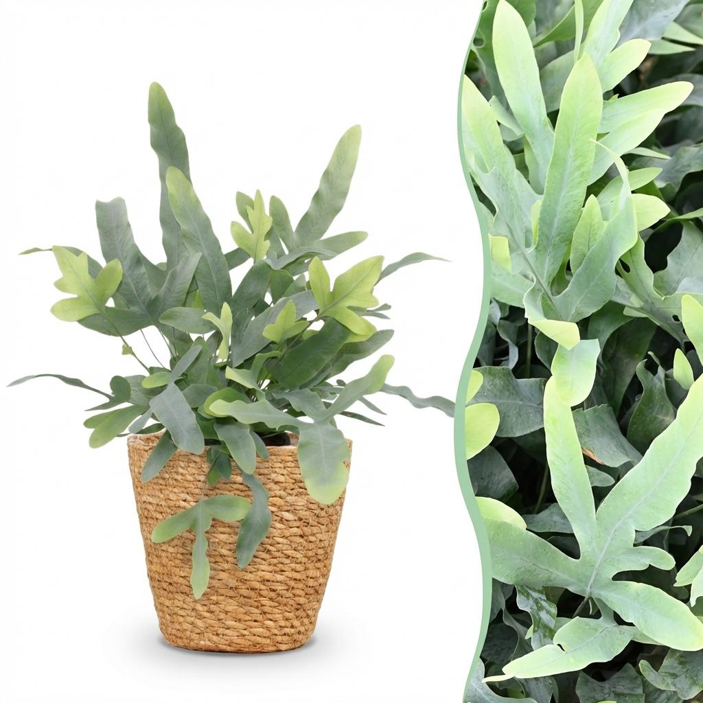 Phlebodium aureum Blue Star (blue fern) with basket – Ø12 cm, 25 cm high