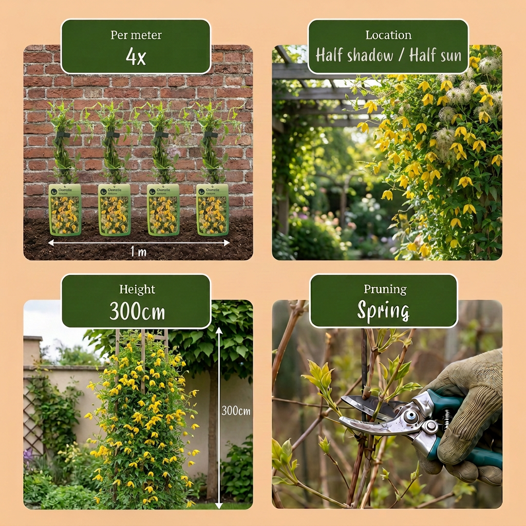 Clematis tangutica (liseron chinois) – jaune – 2 plantes, Ø9 cm, 35 cm de haut – photo 6