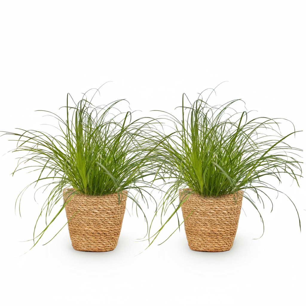 2× Cyperus alternifolius Zumula (sivgræs) med kurv – Ø12 cm, 20 cm høj