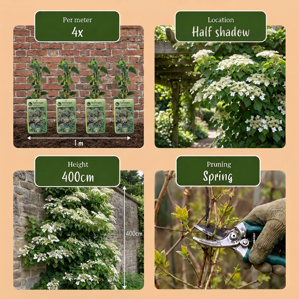Hydrangea anomala petiolaris (hortensia grimpant) – blanc – 2 plantes, Ø9 cm, 35 cm de haut – photo 6