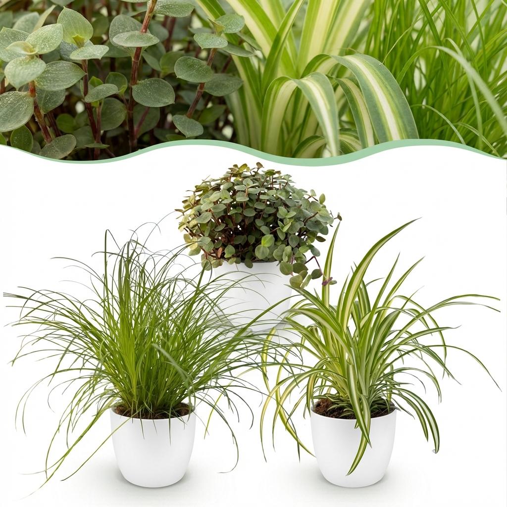 3× Callisia en pot de fleurs blanc – Ø12 cm, 20 cm de haut