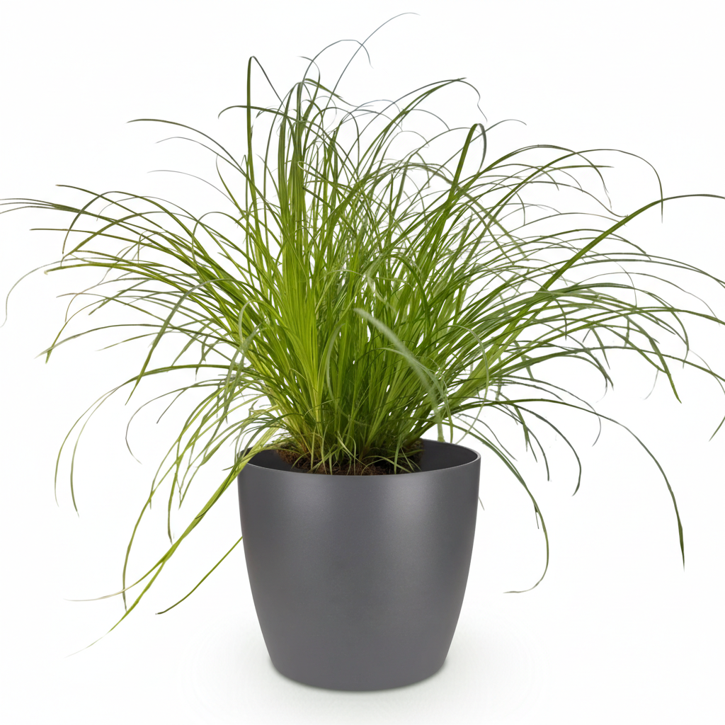 Cyperus alternifolius Zumula (sumpgræs) i grå dekorationspotte – Ø 12 cm, 20 cm høj