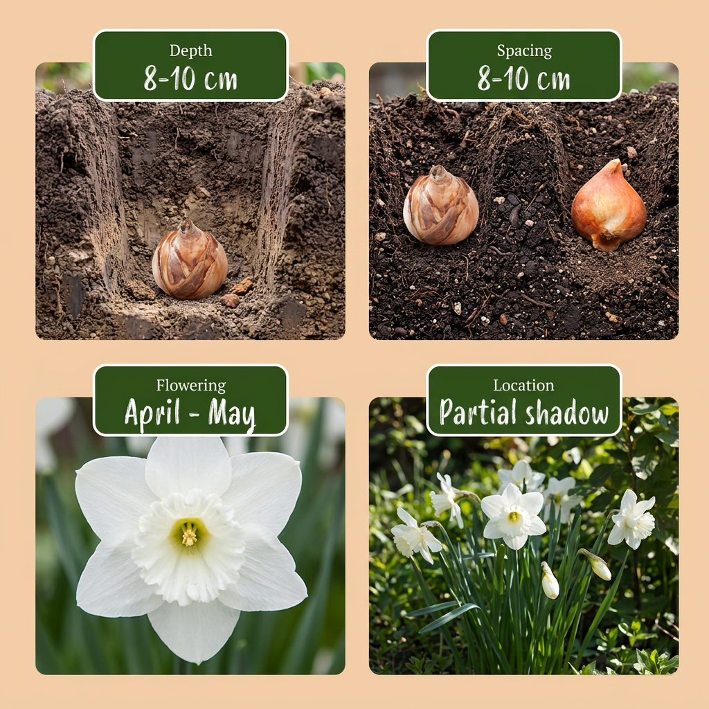 Mélange de narcisses « Botanical White » – 60 bulbes (calibre 10/12)