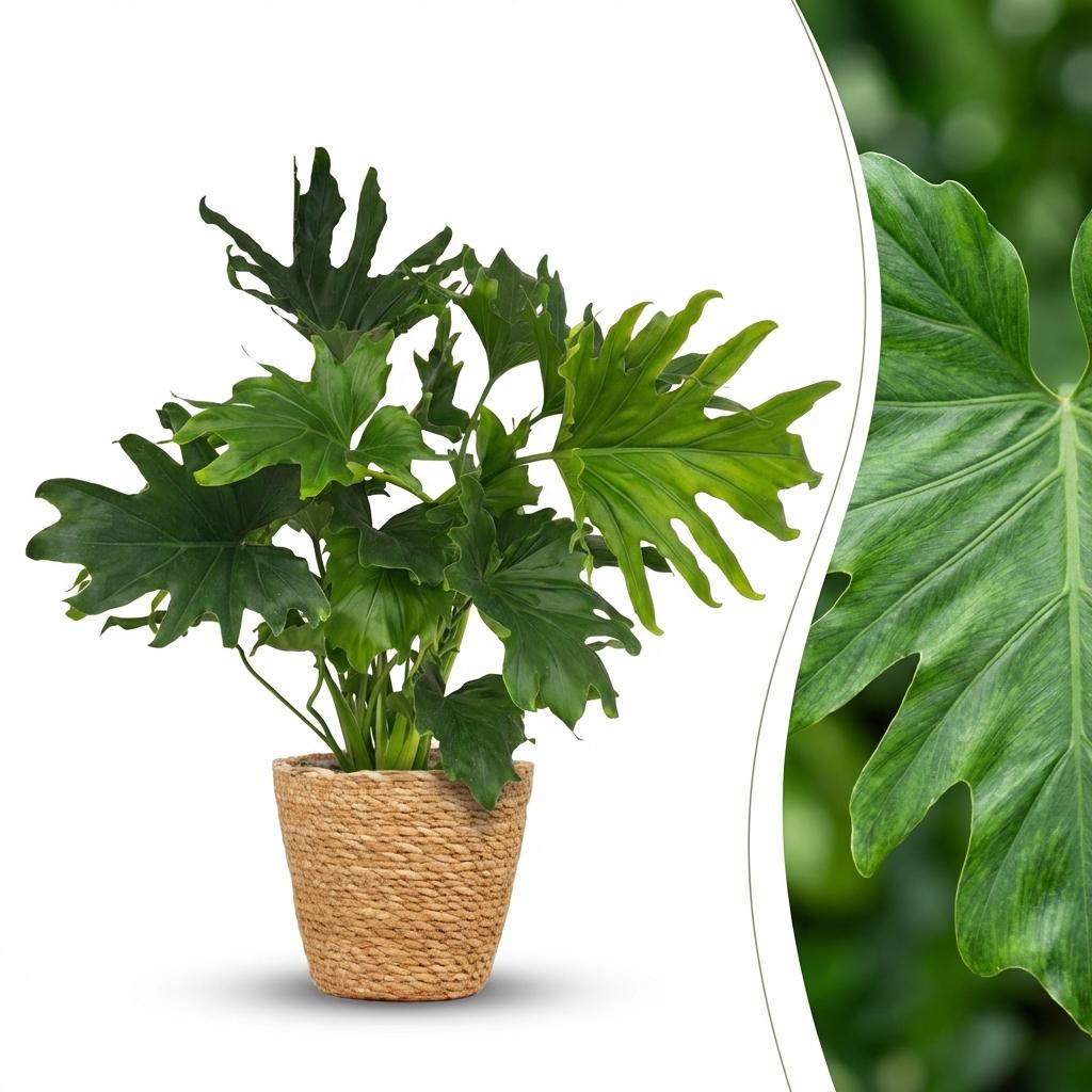 Philodendron Lickety split avec panier – Ø19 cm, 70 cm de haut