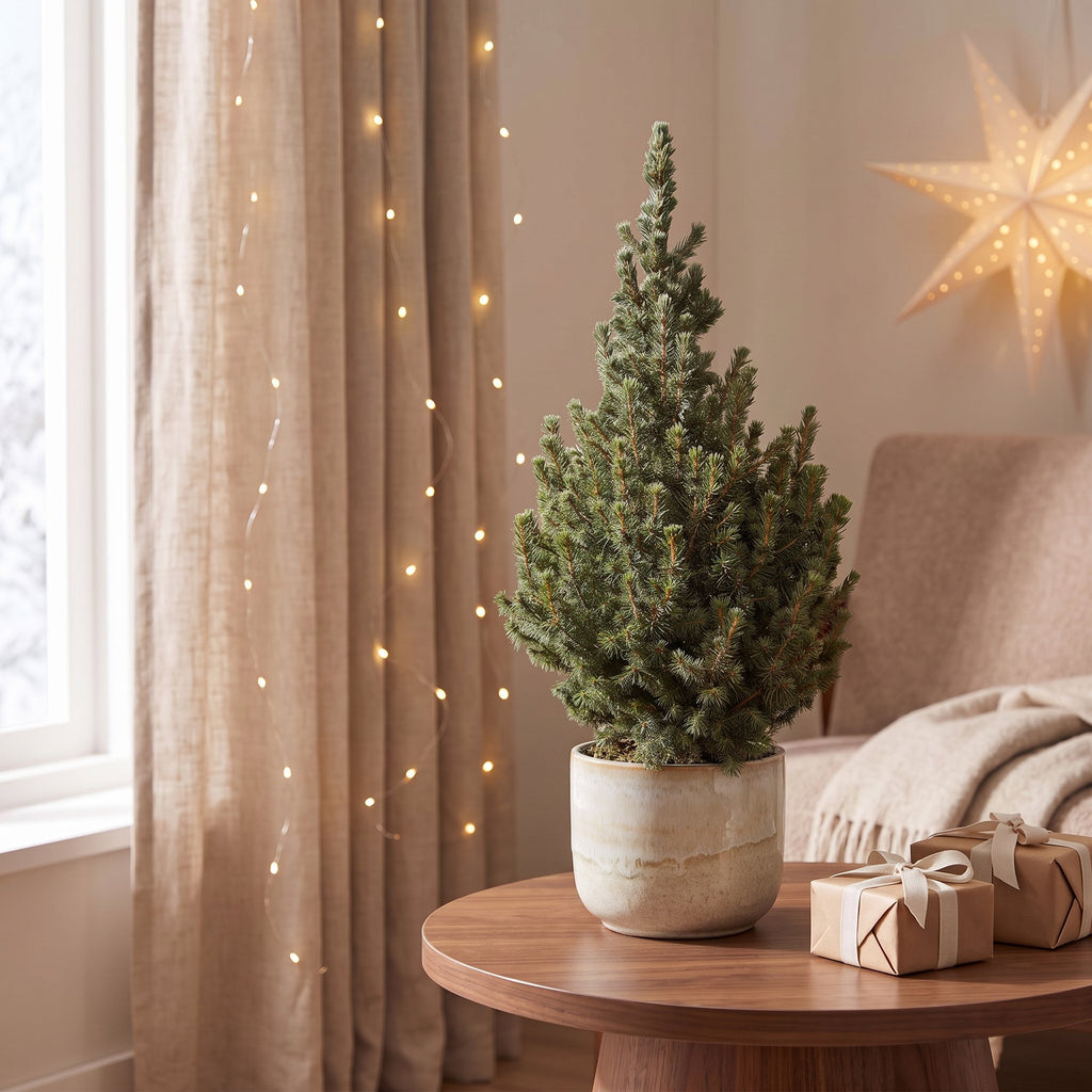 2× Picea glauca Sander's Blue (kerstboompje) – Ø23 cm, 60 cm hoog
