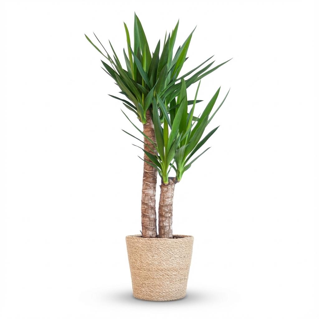 Yucca elephantipes med kurv i søgræs – Ø21 cm, 90 cm høj