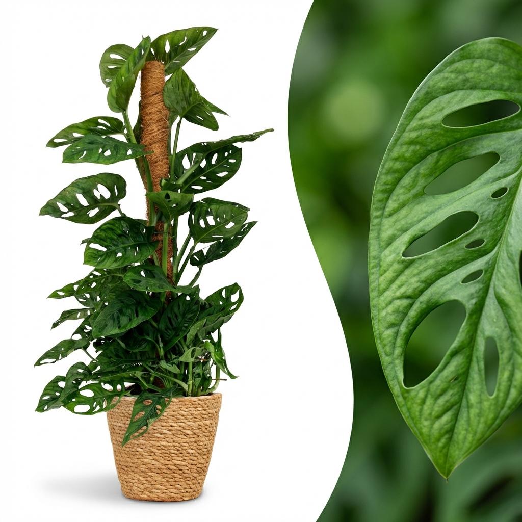Masque de singe (Monstera) avec panier – Ø19 cm, 90 cm de haut