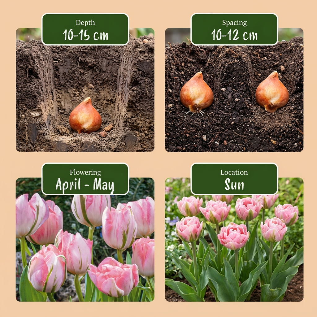Tulp 'Double Pink' – 48 bloembollen (bolmaat 11/12)