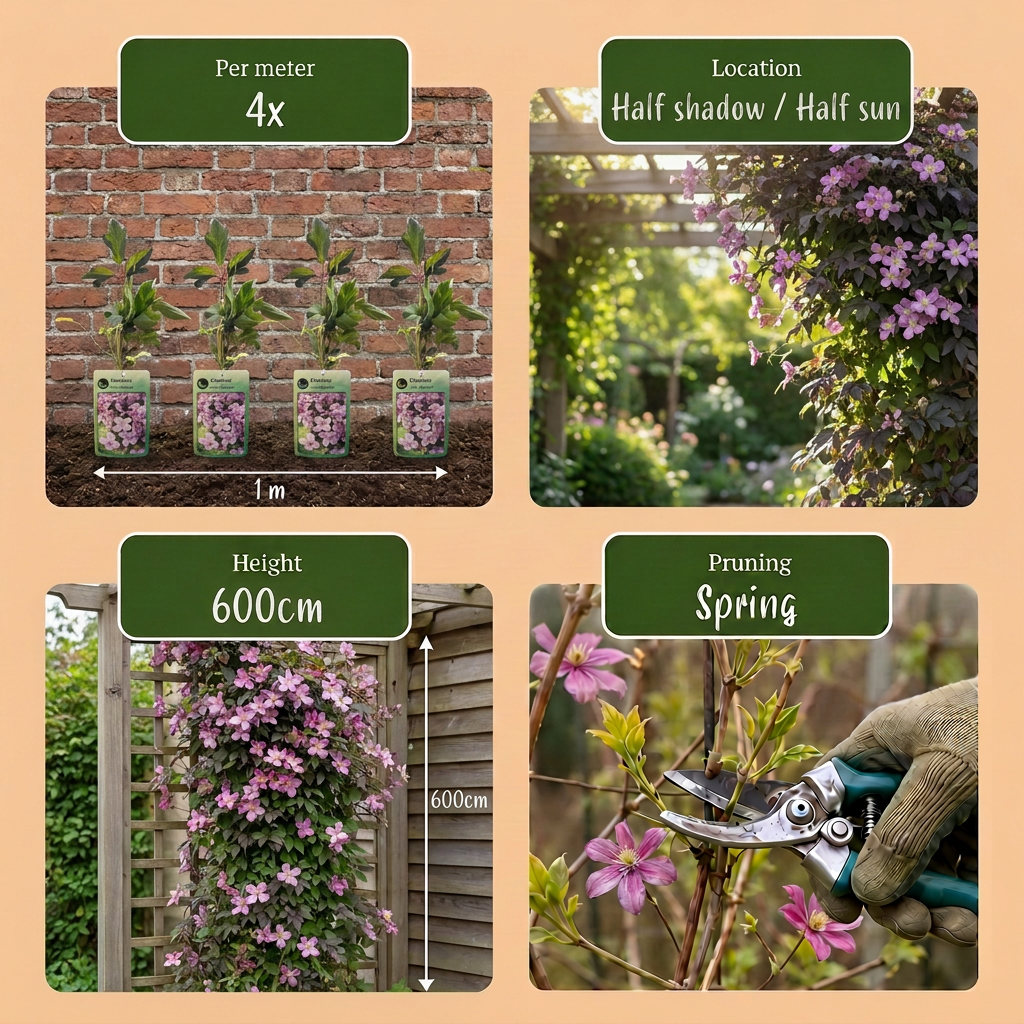 Clematis montana 'Mayleen' (Waldrebe) – hellrosa – Ø9 cm, 35 cm hoch – Bild 5