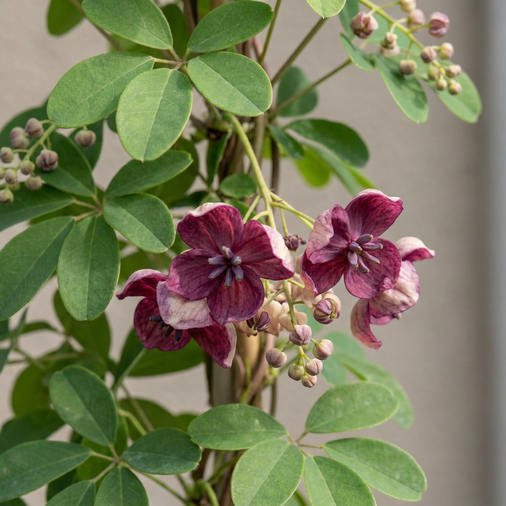 Akebia quinata (akebia à cinq feuilles) – pourpre-rouge – Ø9 cm, 35 cm de haut – photo 3