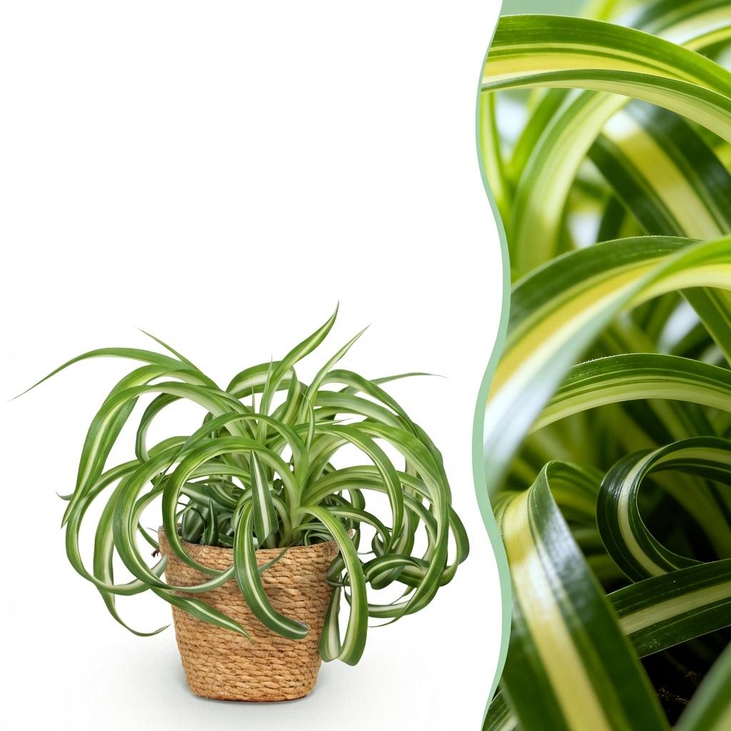 Chlorophytum comosum Bonnie (plante-araignée) avec panier – Ø12 cm, 20 cm de haut