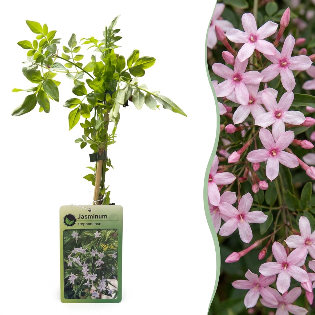 Jasminum stephanense (roze jasmijn) – 6 planten, Ø9 cm, 35 cm hoog