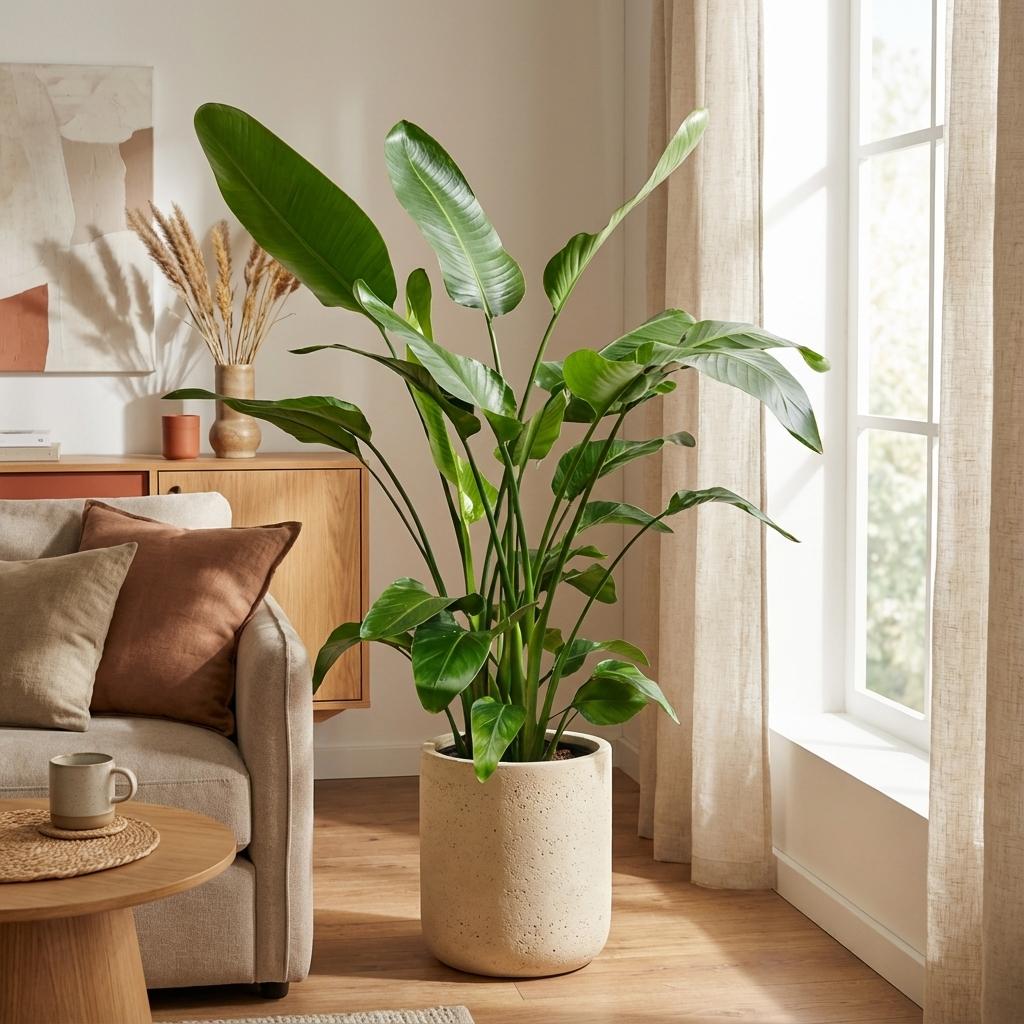 Strelitzia nicolai (hvid paradisfugleblomst) – Ø21 cm, 150 cm høj