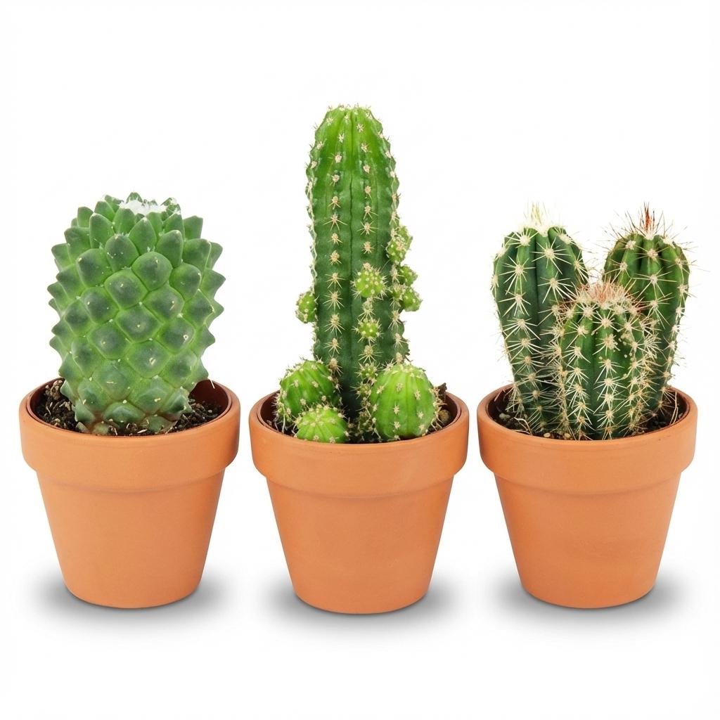 3× Mini Cactus Mix (Cactaceae) – Ø8 cm, 5–10 cm hoog