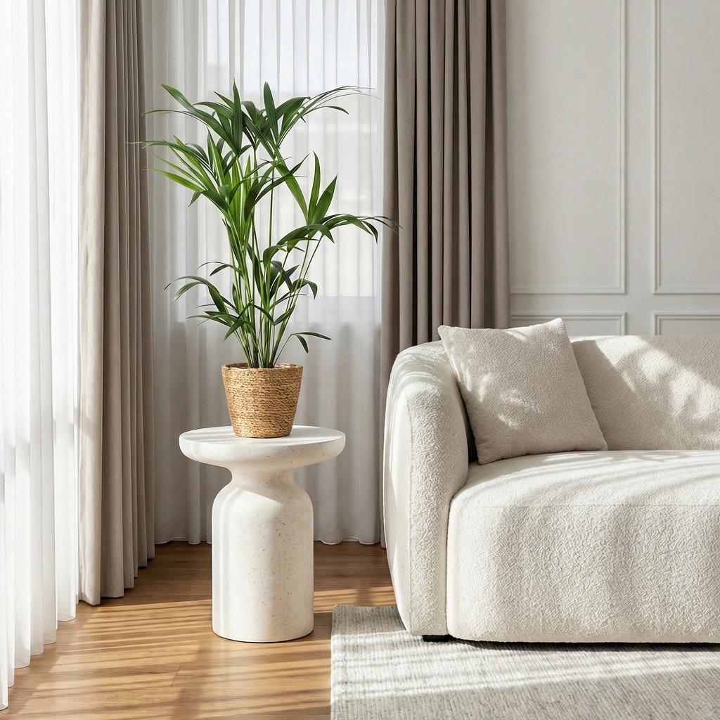 Howea forsteriana (kentia-palme) med kurv – Ø19 cm, 80–85 cm høj