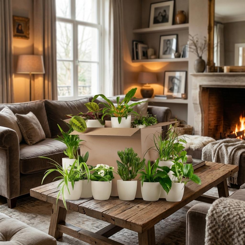 12× Box Seconde Chance de plantes vertes d’intérieur dans 12 pots en terre cuite blancs