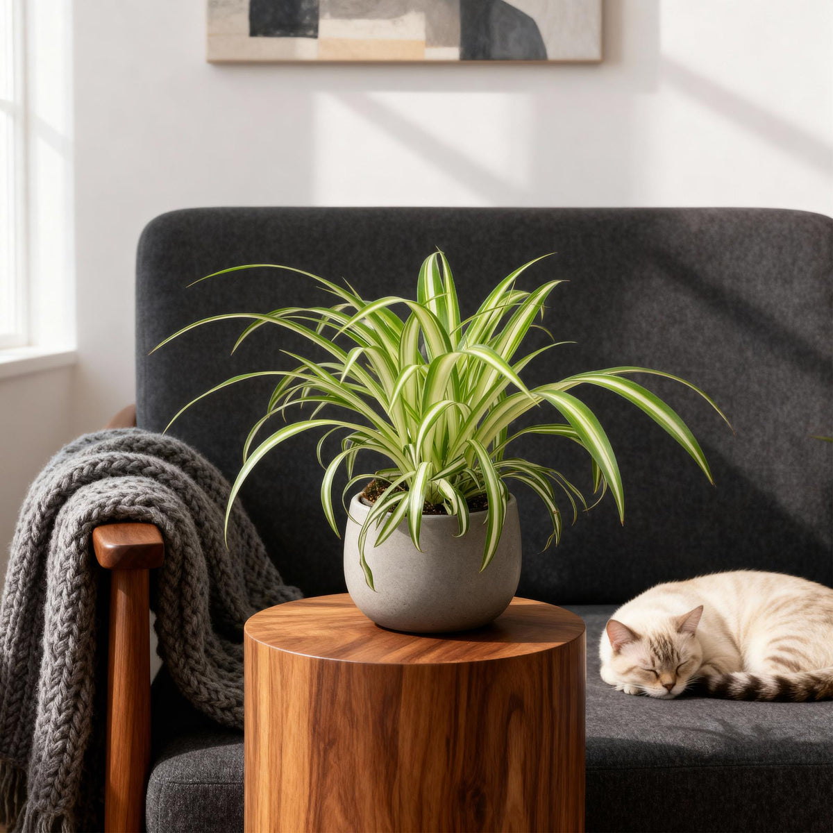 2× Chlorophytum comosum Variegatum (graslelie) – Ø12 cm, 25–30 cm hoog