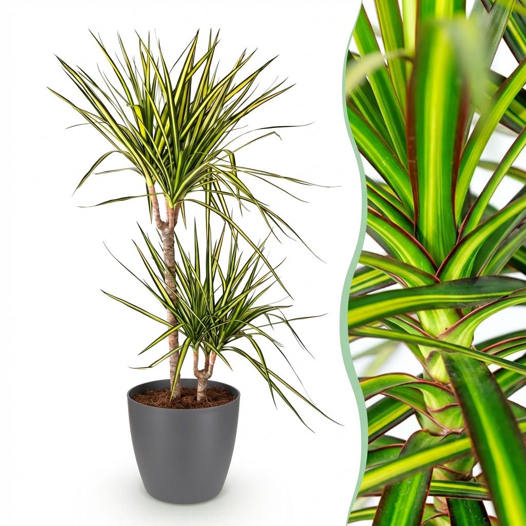 Dracaena Sunray (drakenboom) in Potter-sierpot grijs – Ø21 cm, 90–100 cm hoog
