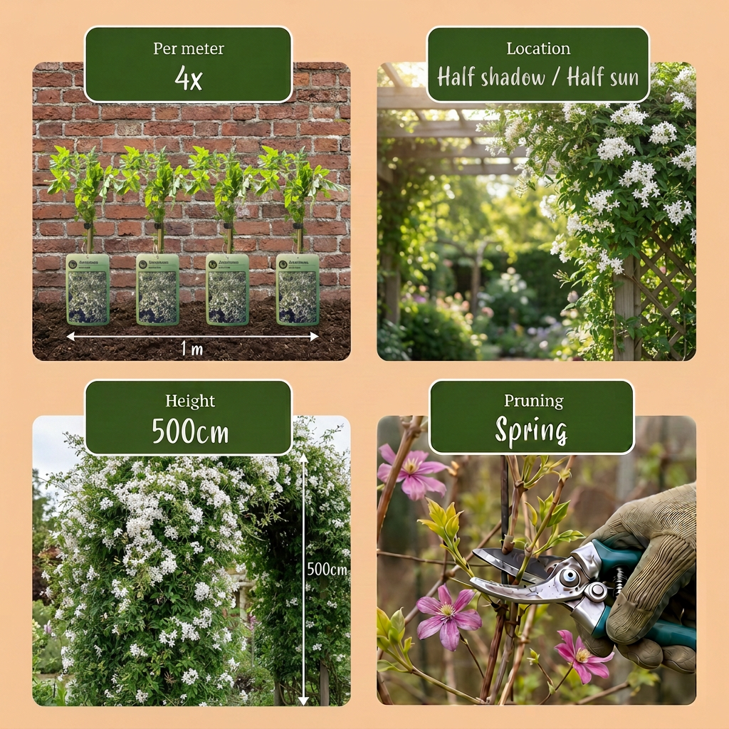 Jasminum officinale (echte jasmijn) – wit – Ø9 cm, 35 cm hoog