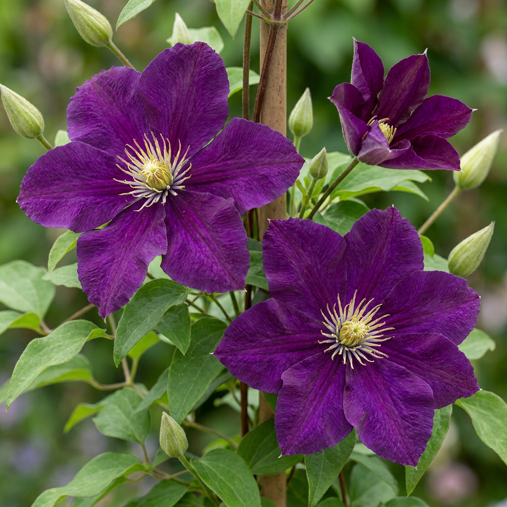 Clematis 'Warszawska Nike' (bosrank) – rood – 6 planten, Ø9 cm, 35 cm hoog