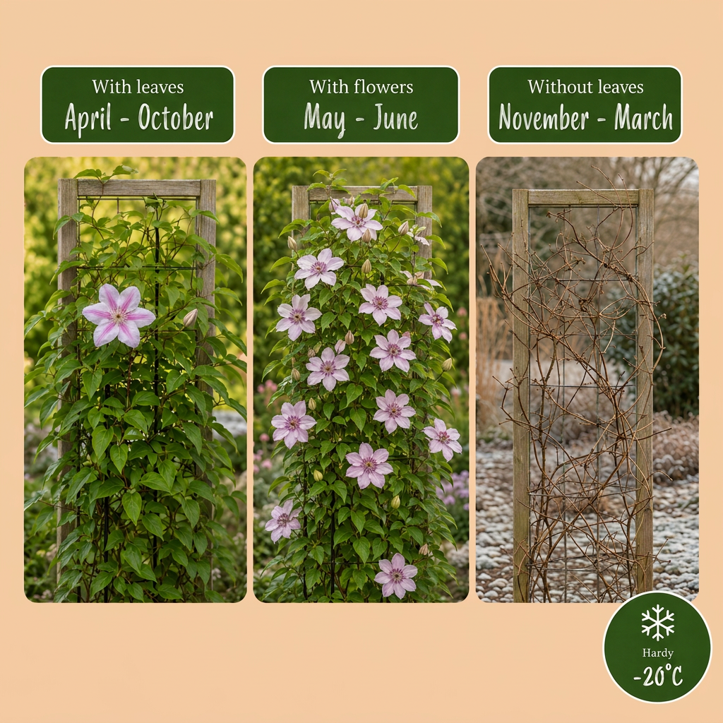 Clematis 'Nelly Moser' (bosrank) – wit-roze – 2 planten, Ø9 cm, 35 cm hoog