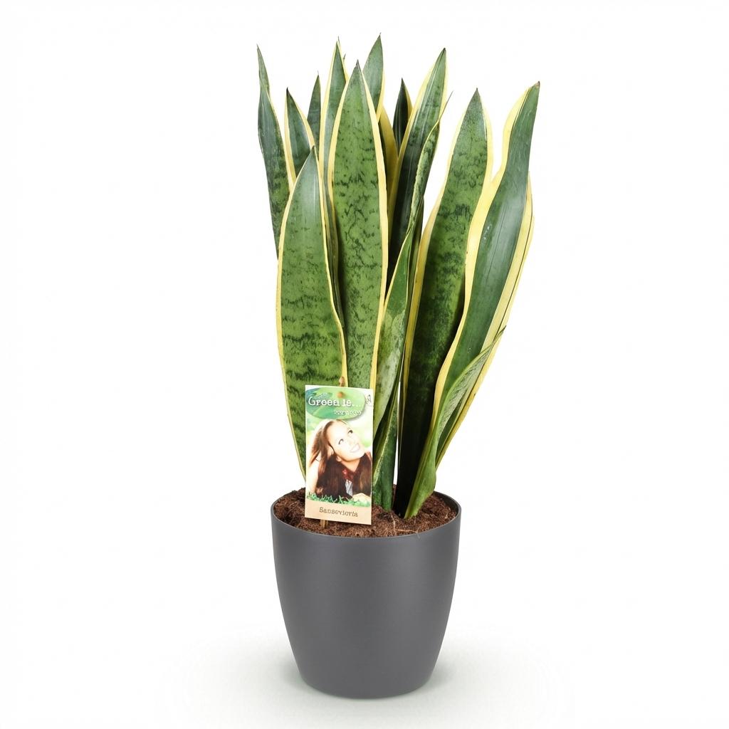 Sansevieria Laurentii (svigermors tunge) i Potter-pyntepotte grå – Ø21 cm, 70–80 cm høj
