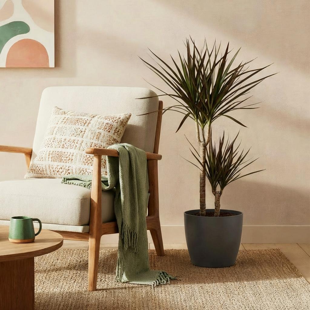Dracaena Magenta (arbre au dragon) dans pot décoratif Potter gris – Ø21 cm, 90–100 cm de haut – photo 4