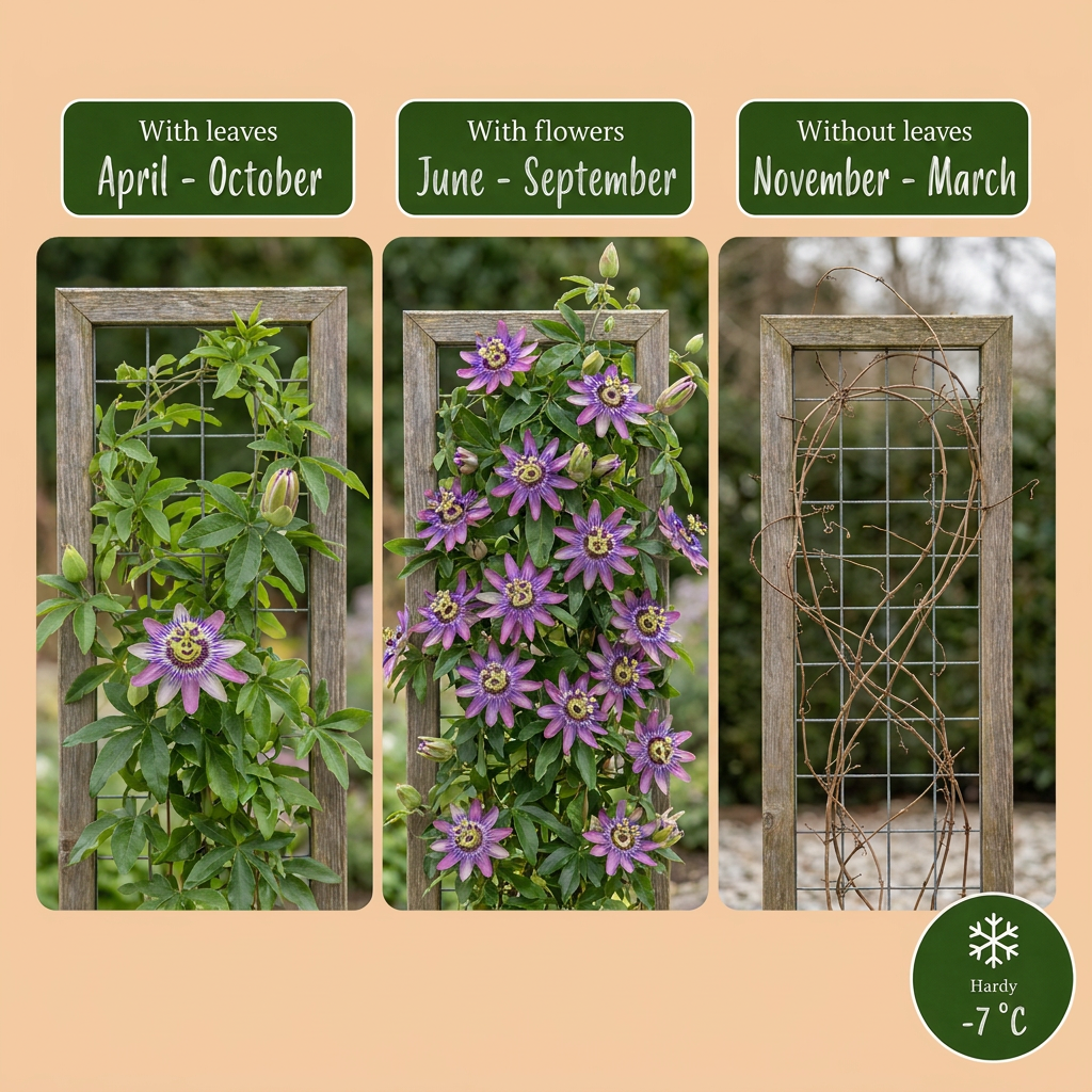 Passiflora 'Lavendel Dame' (passiebloem) – paars – 2 planten, Ø9 cm, 35 cm hoog