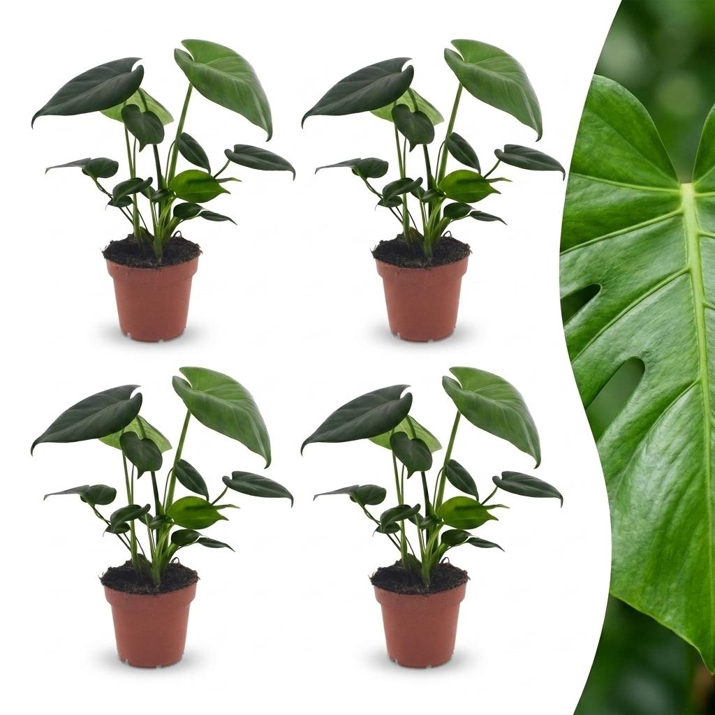 4× Monstera deliciosa (Fensterblatt) – Ø12 cm, 30 cm hoch