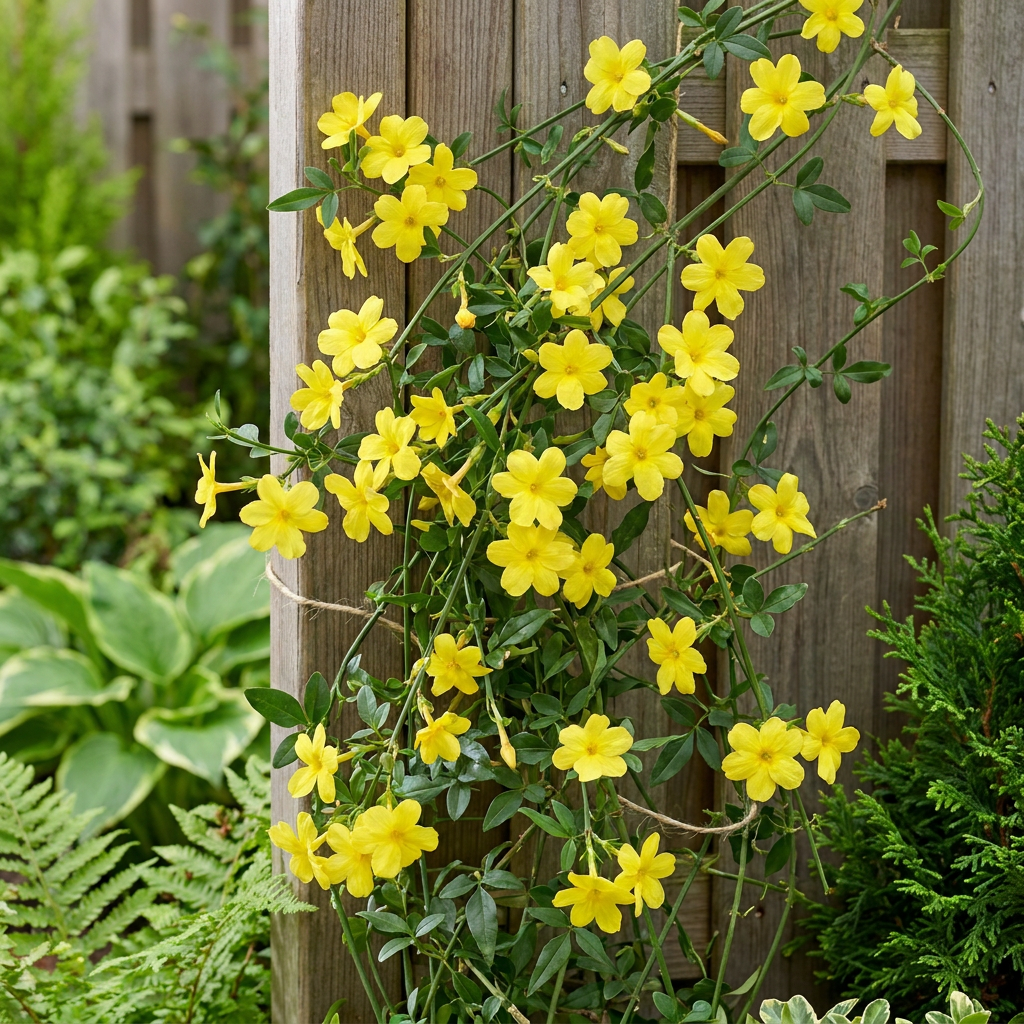 Jasminum nudiflorum (jasmin d'hiver) – jaune – 6 plants, Ø9 cm, 35 cm de haut – photo 4