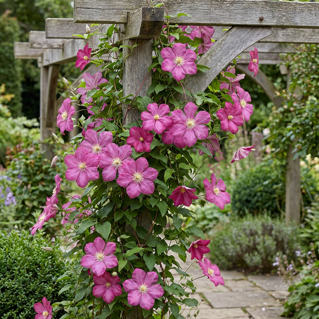 Clematis 'Ville De Lyon' (grimpette) – rouge – 2 plantes, Ø9 cm, 35 cm de haut – photo 4