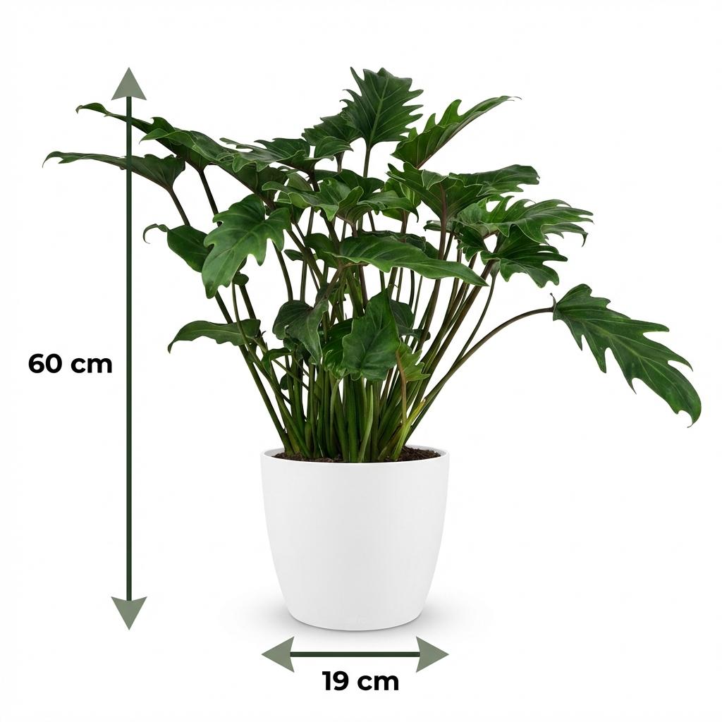 Philodendron Xanadu dans pot de présentation blanc – Ø19 cm, 60 cm de haut