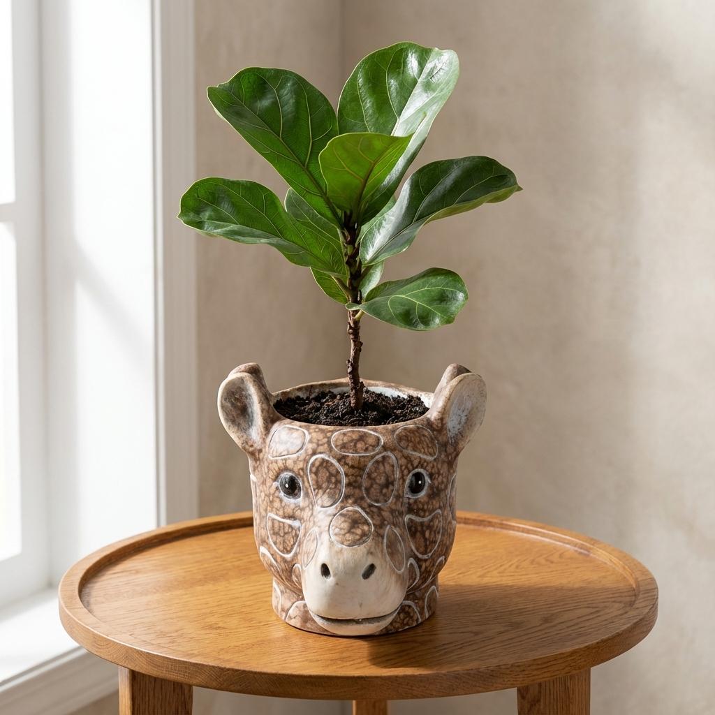 Pflanztopf Giraffe D11/14x11cm - Braun - D11/14x11cm