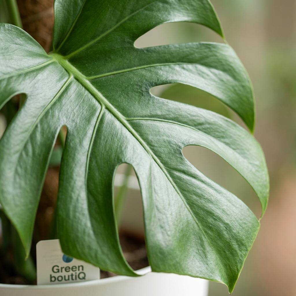 Monstera deliciosa (Fensterblatt) im weißen Übertopf – Ø 19 cm, 90 cm hoch