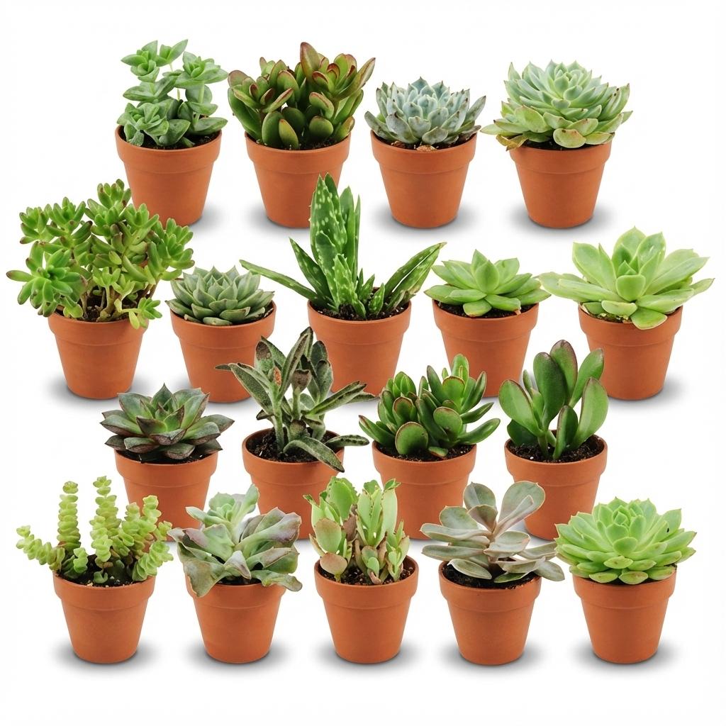 18× Sukkulenter – Ø8 cm, 5–10 cm høje
