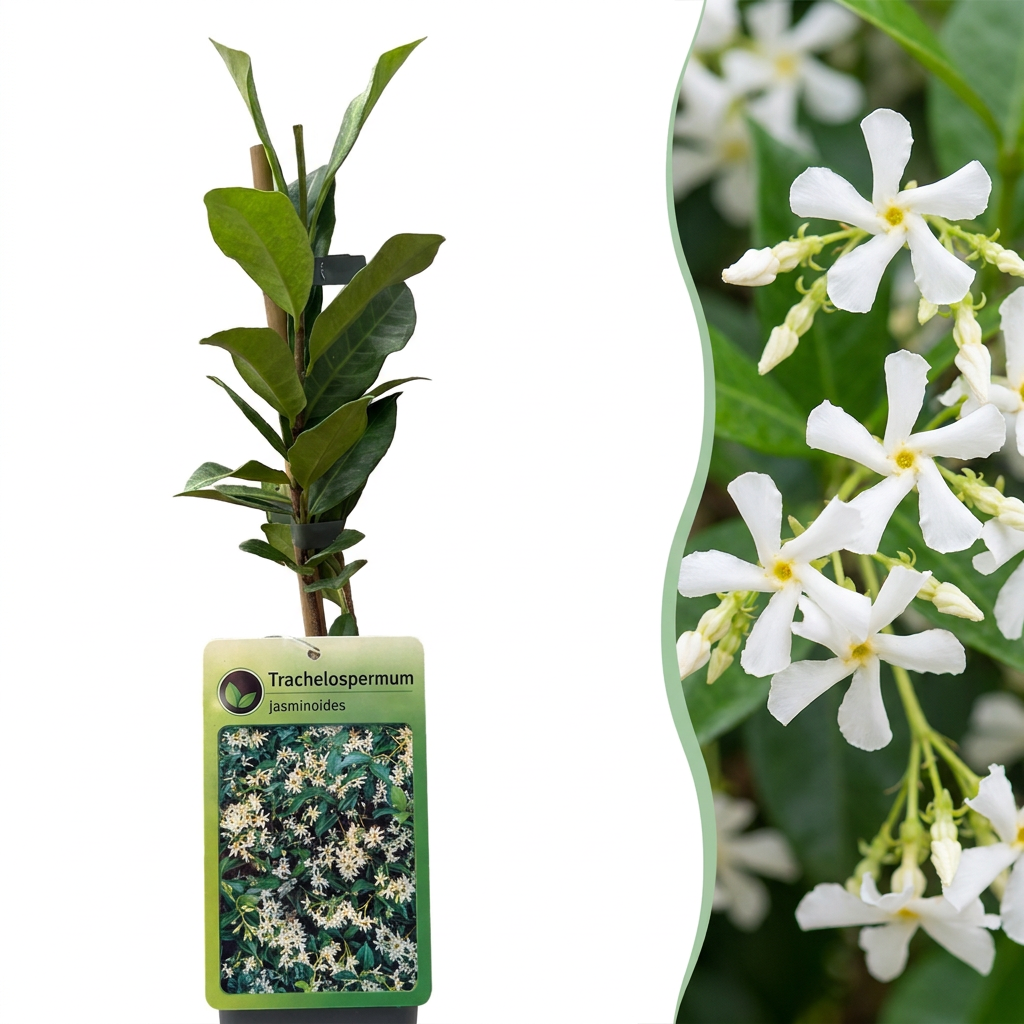 Trachelospermum jasminoides (jasmin de Toscane) – blanc – 6 plantes, Ø9 cm, 35 cm de haut