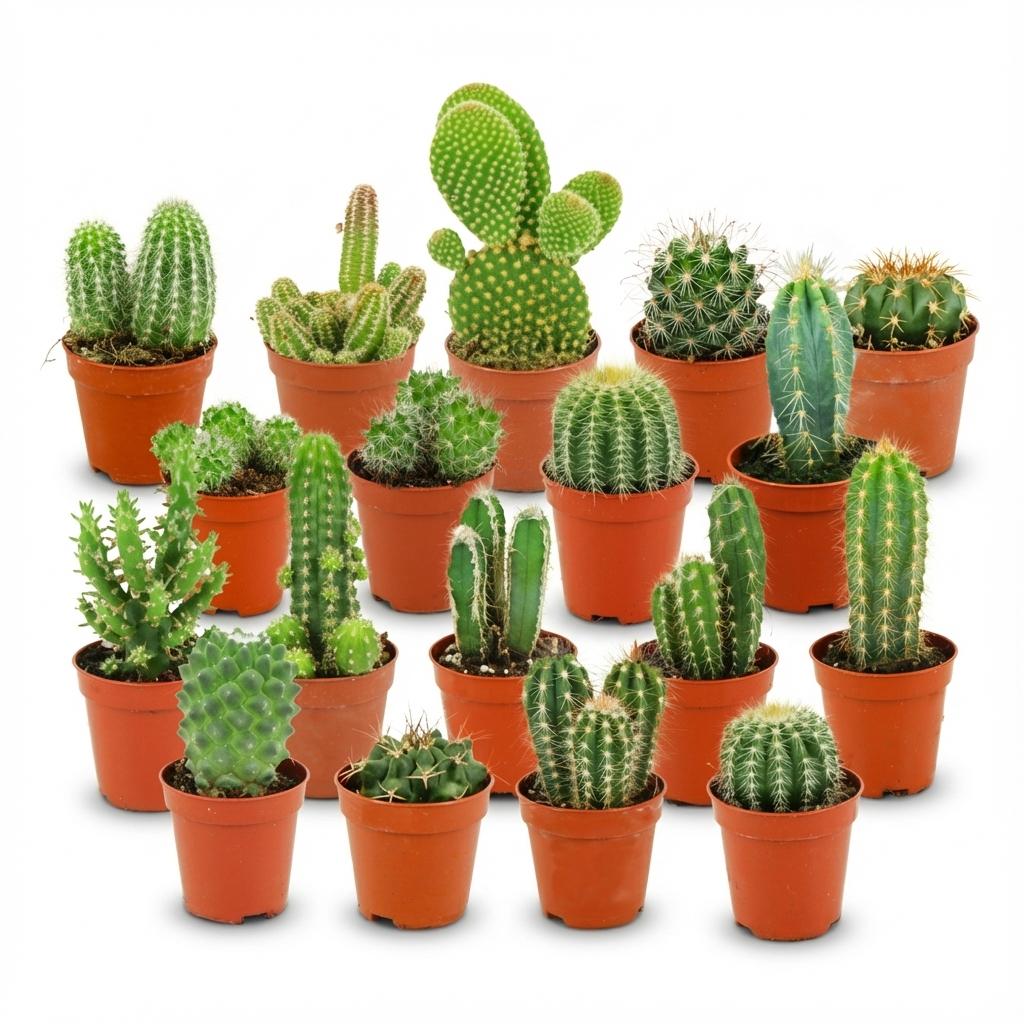 18× Mini Cactus Set (Cactaceae) – Ø6 cm, 5–10 cm hoog