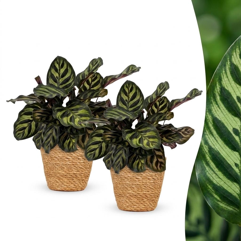 2× Calathea makoyana met mand – Ø12 cm, 25 cm hoog