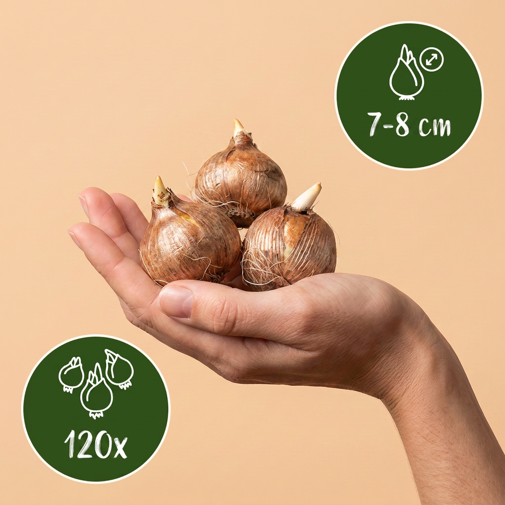 Storblomstet krokusmix – 120 blomsterløg (løgstørrelse 7/8)