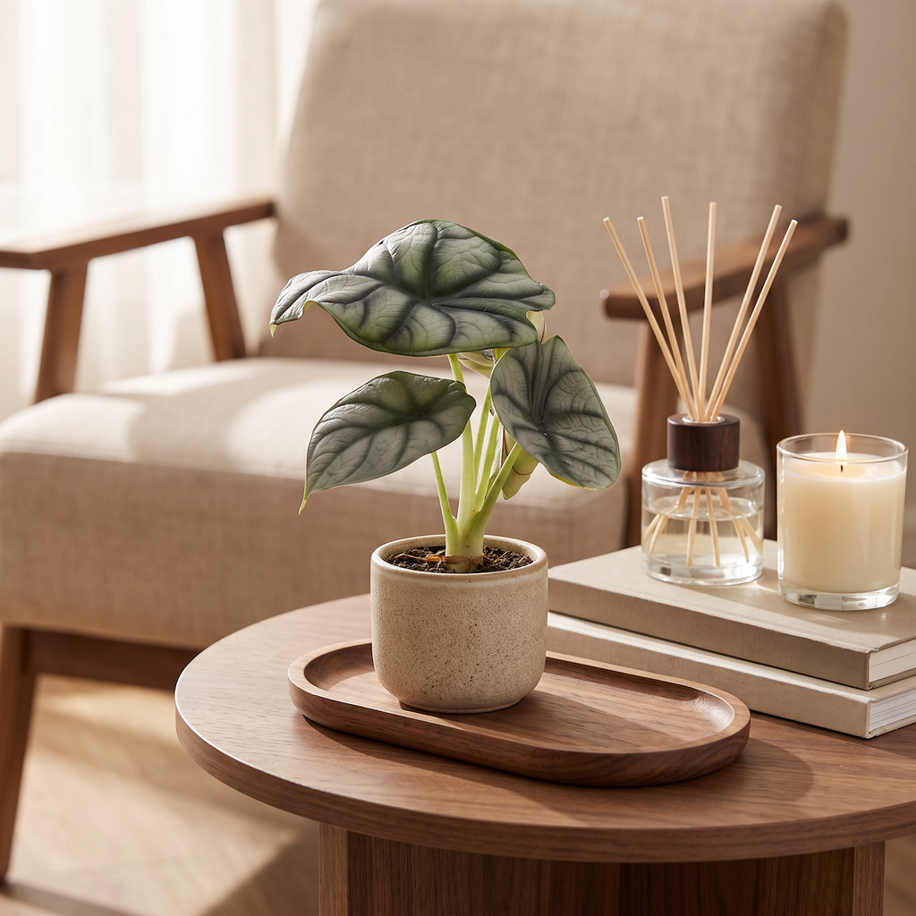 Alocasia Silver Dragon (elefantøre) – Ø6 cm, 12 cm høj