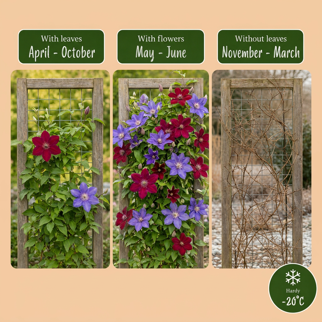 Clematis 'Duo Blue &amp; Red' (grimpette) – bleu-rouge – 2 plantes, Ø9 cm, 35 cm de haut – photo 6