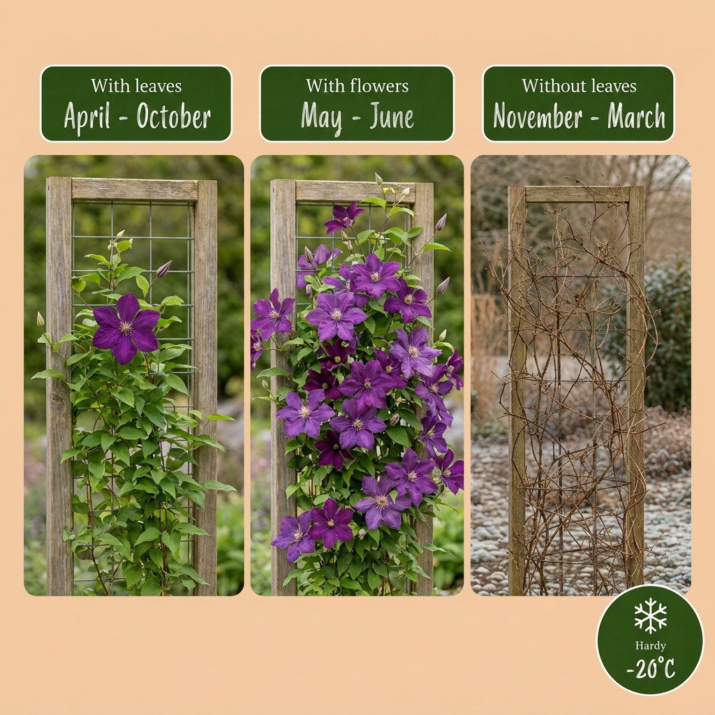 Clematis 'Etoile Viol' (Virgin's Bower) – purple – Ø9 cm, 35 cm high – photo 6