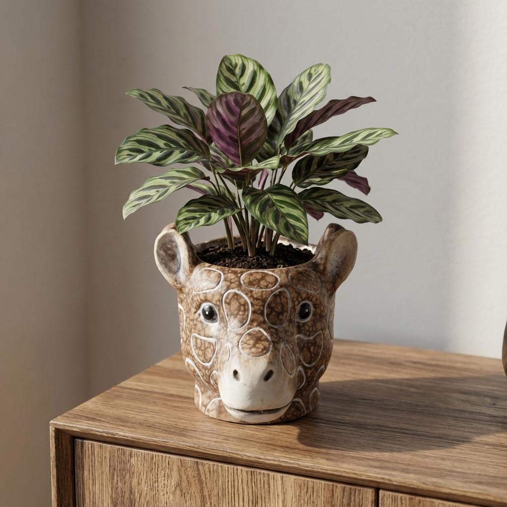 Pflanztopf Giraffe D11/14x11cm - Braun - D11/14x11cm