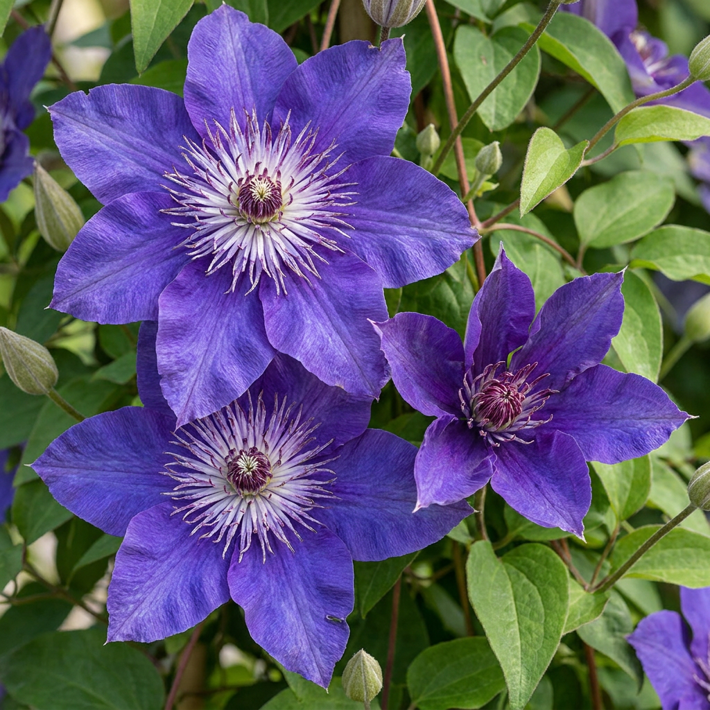 Clematis 'Multi Blue' (bosrank) – blauw – 2 planten, Ø9 cm, 35 cm hoog – foto 3