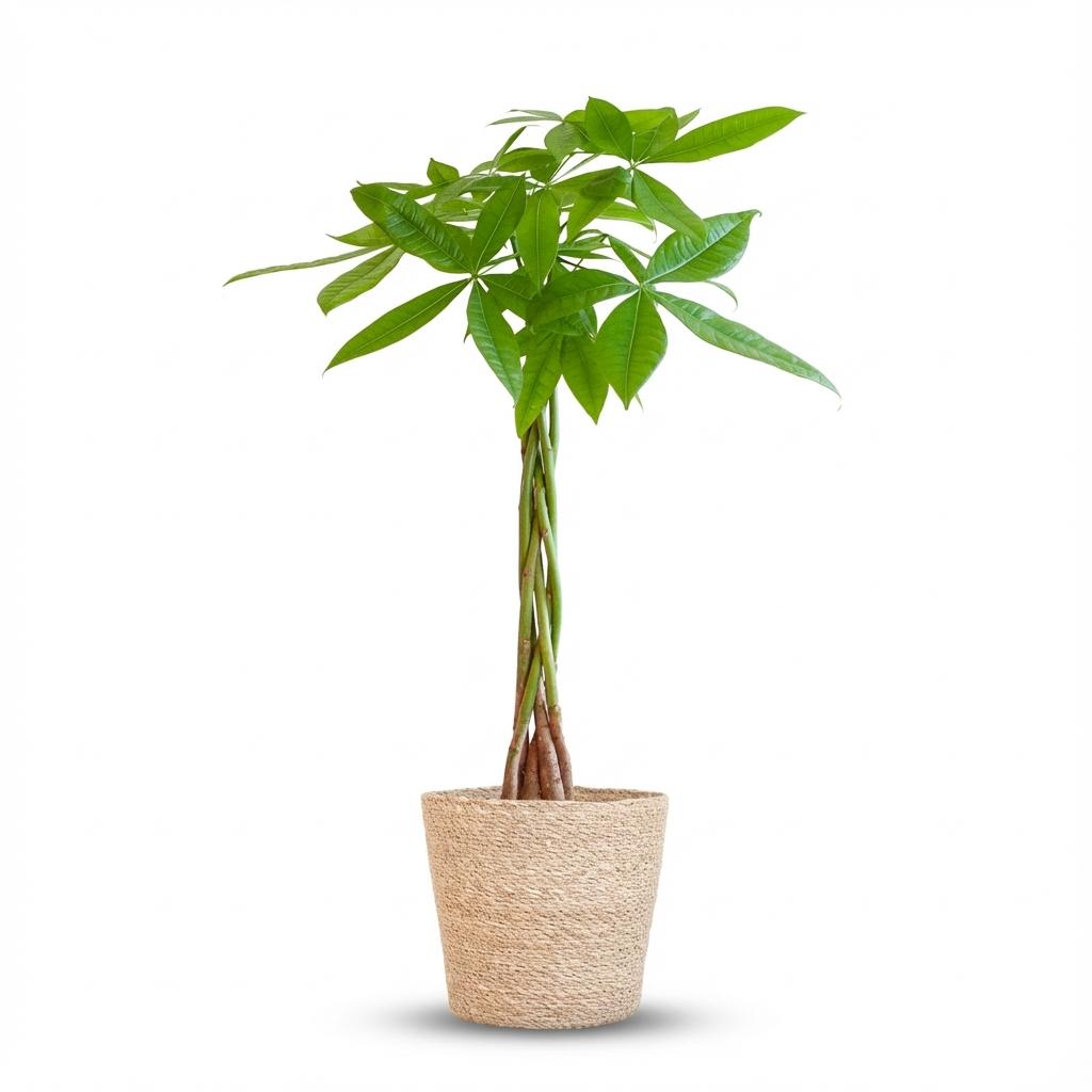 Pachira aquatica (Geldbaum) im Seegras-Korb – Ø 21 cm, 80 cm hoch
