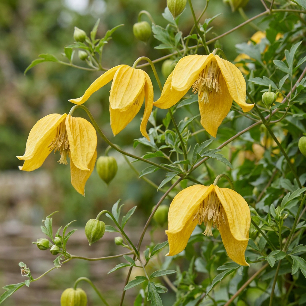 Clematis tangutica (Chinese clematis) – yellow – 4 plants, Ø9 cm, 35 cm high – photo 3