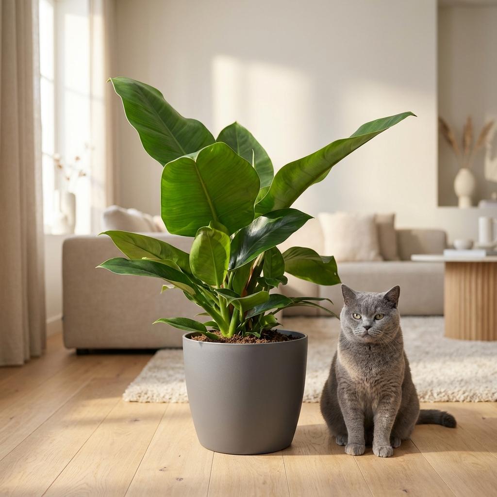 Philodendron Imperial Green dans pot de présentation gris – Ø19 cm, 65 cm de haut