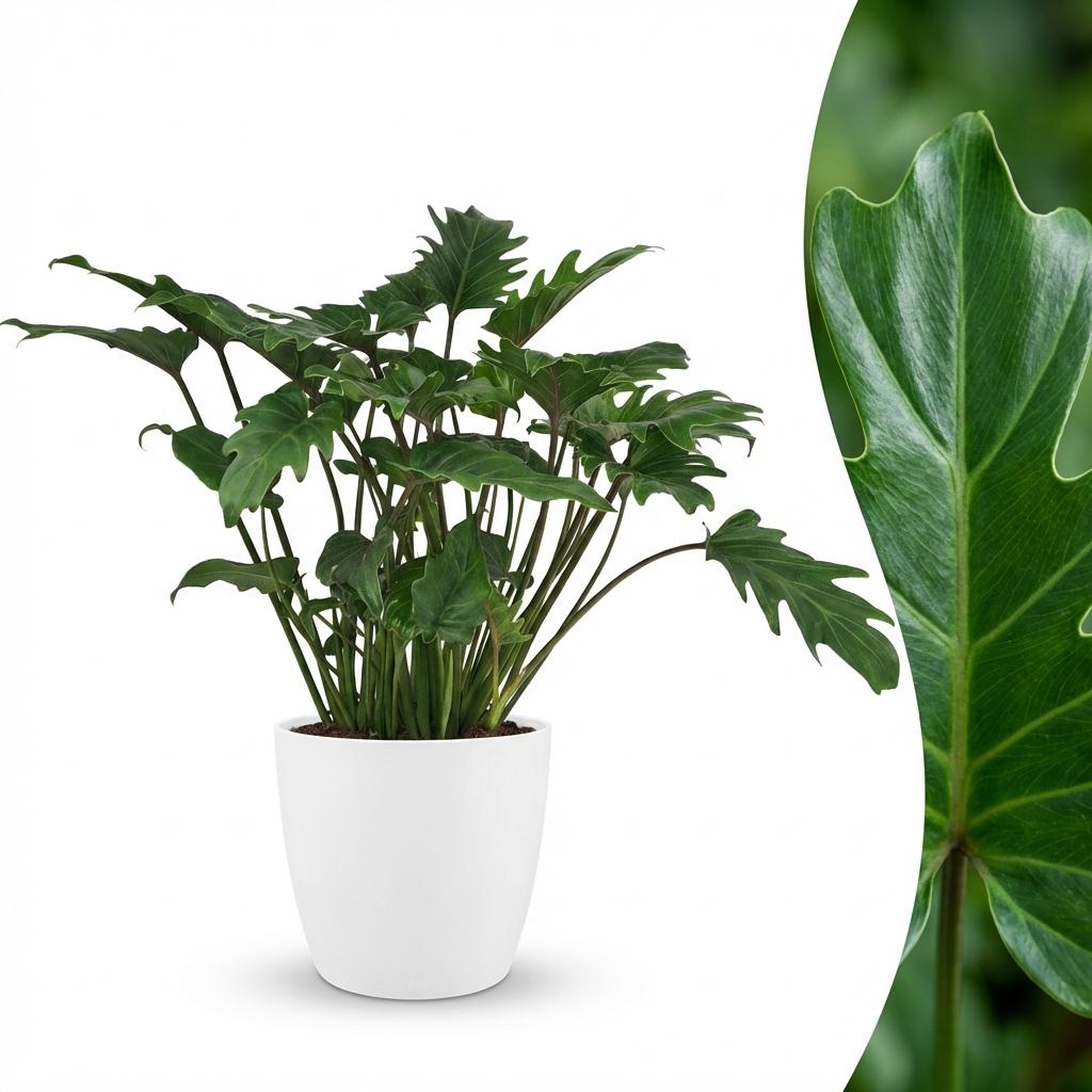 Philodendron Xanadu dans pot de présentation blanc – Ø19 cm, 60 cm de haut