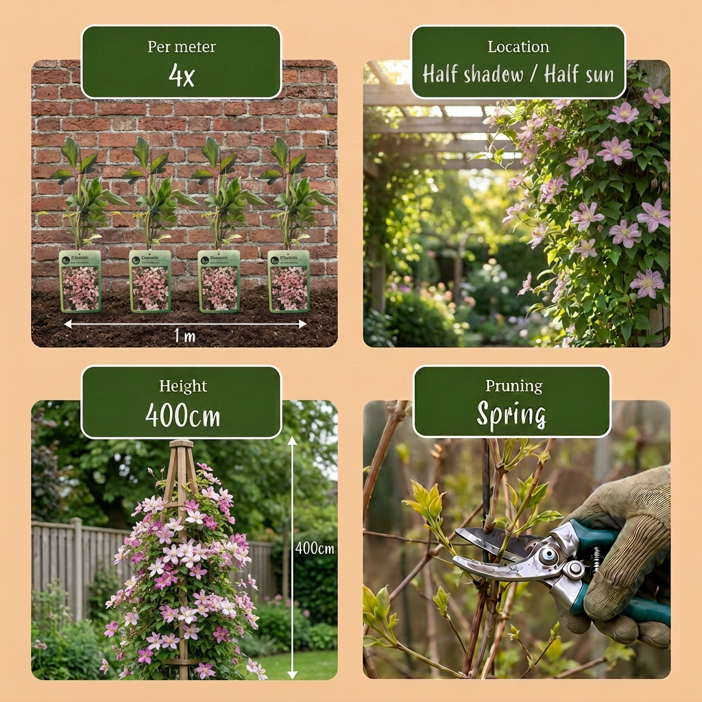 Clematis montana 'Marjorie' (Waldrebe) – rosa – 6 Pflanzen, Ø9 cm, 35 cm hoch – Bild 6